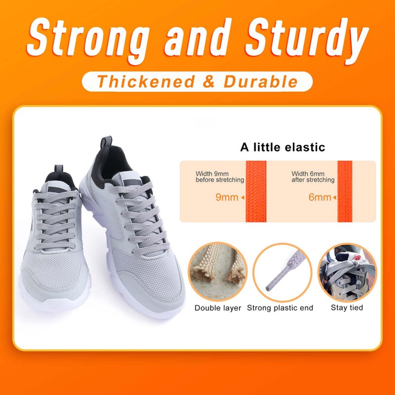 VSUDO Upgrade 54" Double Layer Weave Flat Shoelaces, 5/16" Wide Flat Shoe Laces for Adults & Kids Sneakers or Athletic Shoes [1Pair-Light Gray-137CM] - Image 3